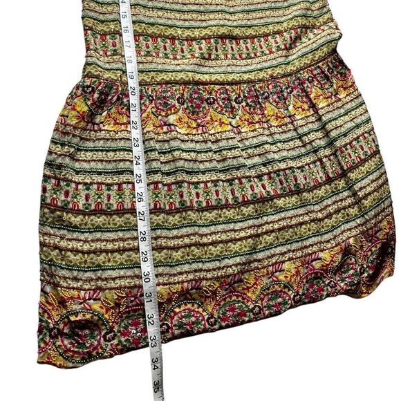 Hemant & Nandina  Anthropologie Silk Beaded Drop Waist Boho Dress w Scarf, SZ 10 - Picture 11 of 15